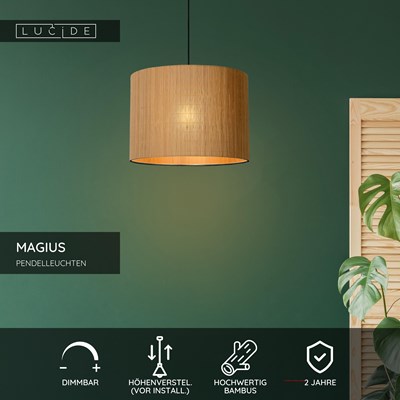 Lucide MAGIUS - Pendelleuchten - Ø 42 cm - 1xE27 - Natürlich